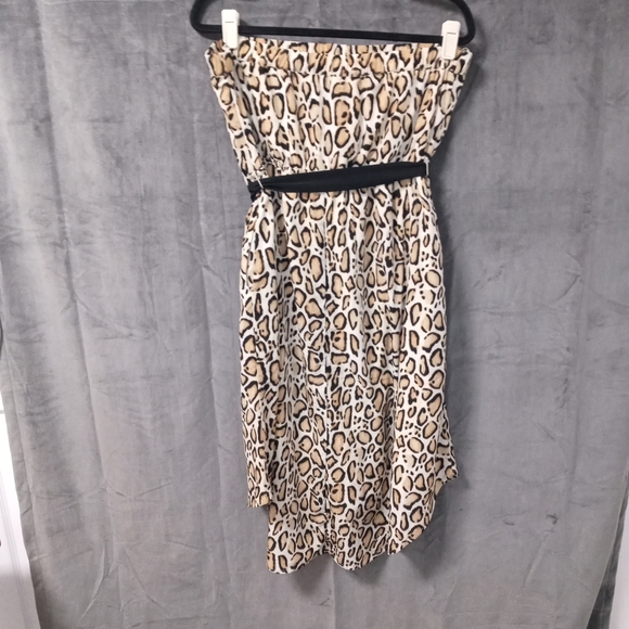 Lane Bryant Strapless Leopard Print Dress with Black Ribbon Belt Size 14 - Picture 6 of 6